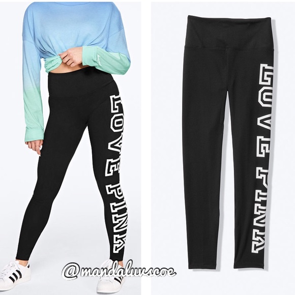 PINK Victoria's Secret Pants - NEW💕VS PINK BLACK & WHITE LOGO COTTON LEGGINGS